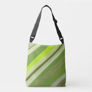 Personalised Name Colourful Lime Green Stripes Crossbody Bag