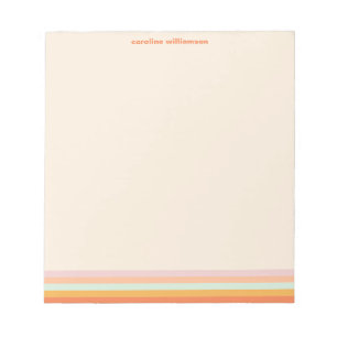 Personalised Name Colourful Stripes Retro Pastel Notepad