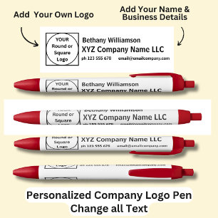 Personalised Name Company Name & phone email Red Blue Ink Pen