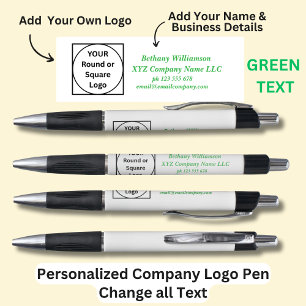 Personalised Name Company phone email, Green Text