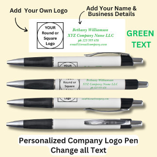 Personalised Name Company phone email, Green Text