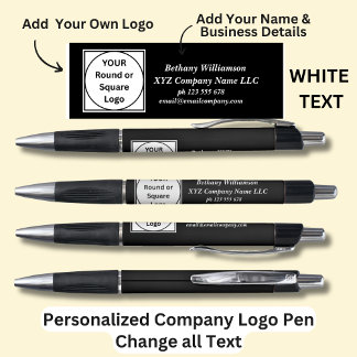 Personalised Name Company phone email, White Text 