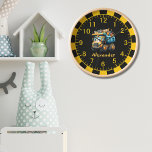 Personalised Name Construction Vehicles Baby Boy Clock<br><div class="desc">Add a touch of playful charm to your baby boy's nursery with our Personalised Name Construction Vehicles Baby Boy Clock. Featuring adorable construction vehicle designs and customised with your baby boy's name, this clock is both functional and delightful. Crafted with precision and attention to detail, our clock is made from...</div>