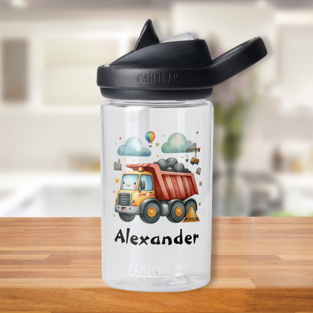 Personalised Name Construction Vehicles Baby Boy Water Bottle (Creator Uploaded)
