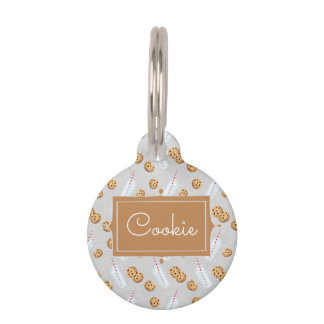 Personalised Name Cookies n Milk Cat Pet ID Tag
