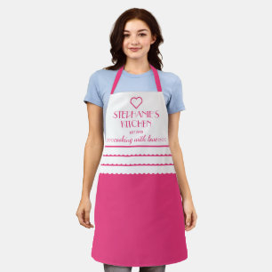 Personalised Name Cooking With Love Pink Apron