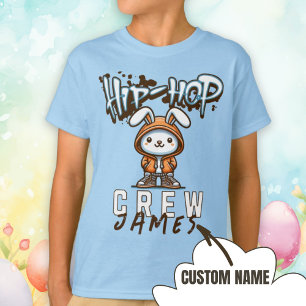 Personalised Name Cool Easter Hip-Hop Crew Bunny  T-Shirt