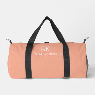 Personalised Name Coral Peach Stylish Minimal Gym Duffle Bag