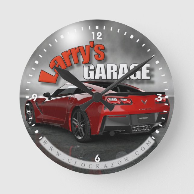 Personalised Name Corvette Garage Clock (Front)