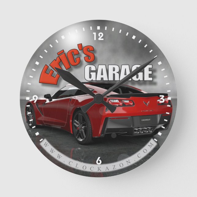 Personalised Name Corvette Garage Clock (Front)