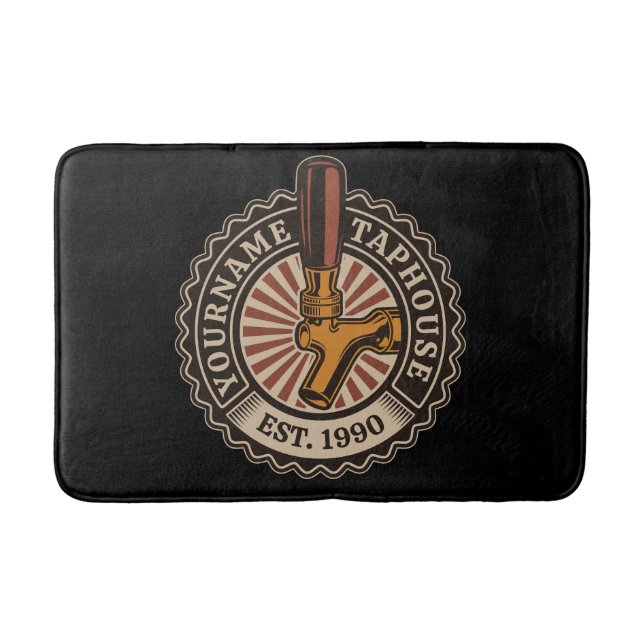 Personalised NAME Craft Beer Taphouse Brewery Bar Bath Mat (Front)