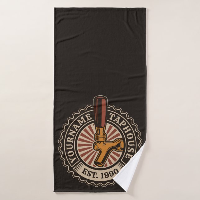 Personalised NAME Craft Beer Taphouse Brewery Bar  Bath Towel Set (Bath Towel)