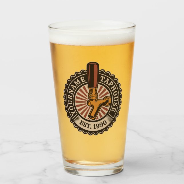 Personalised NAME Craft Beer Taphouse Brewery Bar Glass (Front Filled)