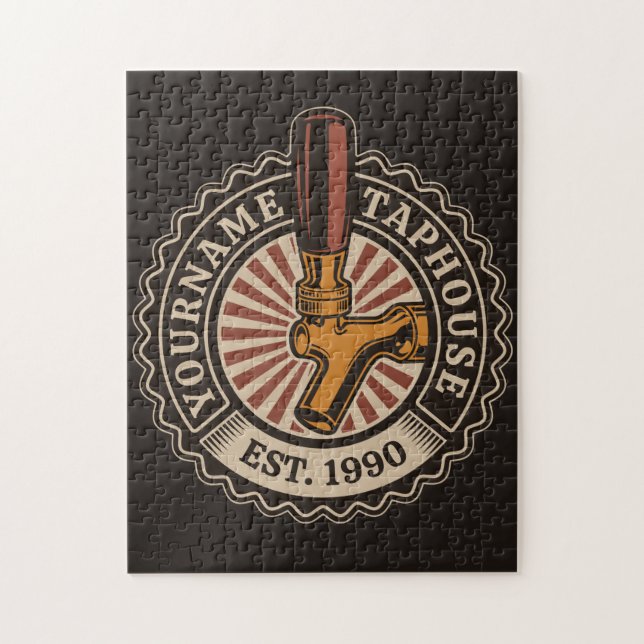 Personalised NAME Craft Beer Taphouse Brewery Bar Jigsaw Puzzle (Vertical)