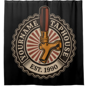 Personalised NAME Craft Beer Taphouse Brewery Bar Shower Curtain