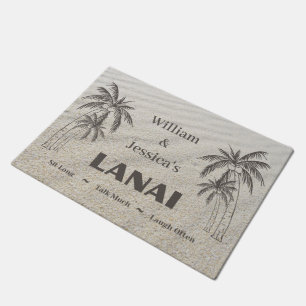 Personalised Name Custom Lanai Tropical Palm Trees Doormat