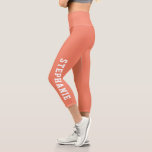 Personalised Name Custom Made Capri Leggings<br><div class="desc">Personalised Name Custom Made Capri Leggings Coral. Personalise this custom DIY design with your own name or text. Click customise further to choose your own colours.</div>