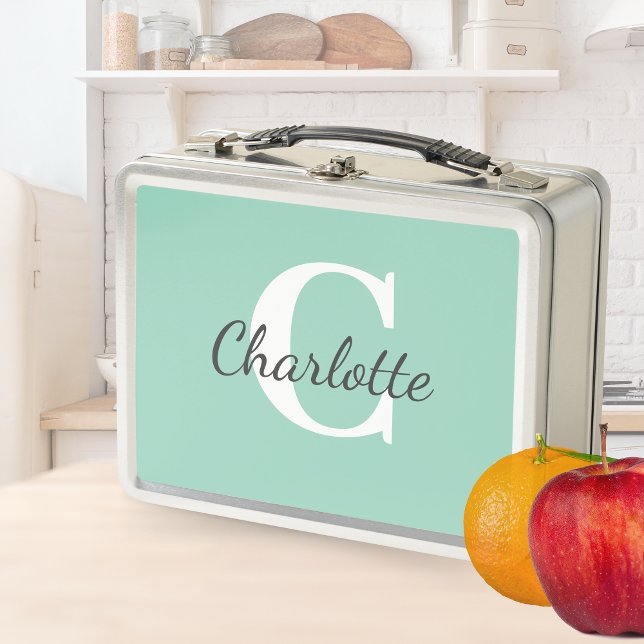 Personalised Name Custom Minimalist Monogram Metal Lunch Box (Creator Uploaded)