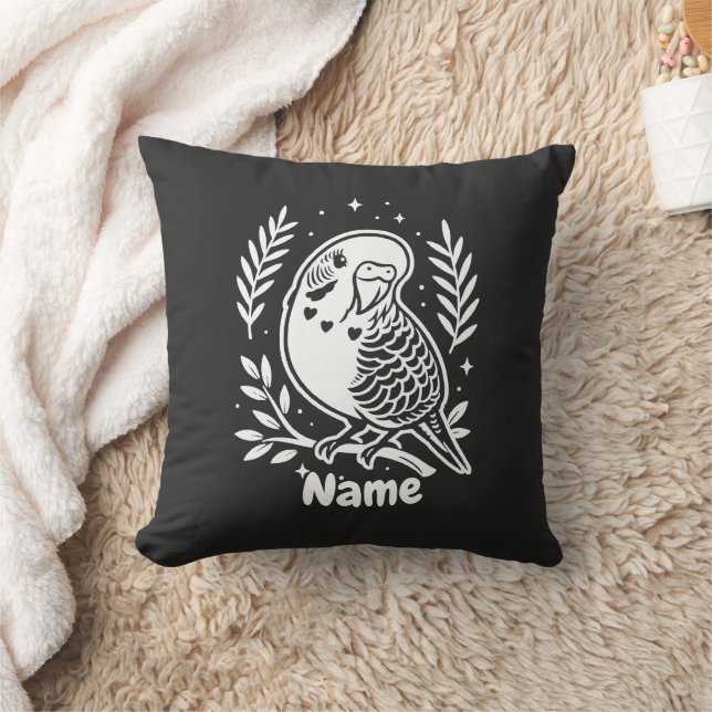 Personalised Name & Custom Photo Back Budgie Lover Cushion (Blanket)