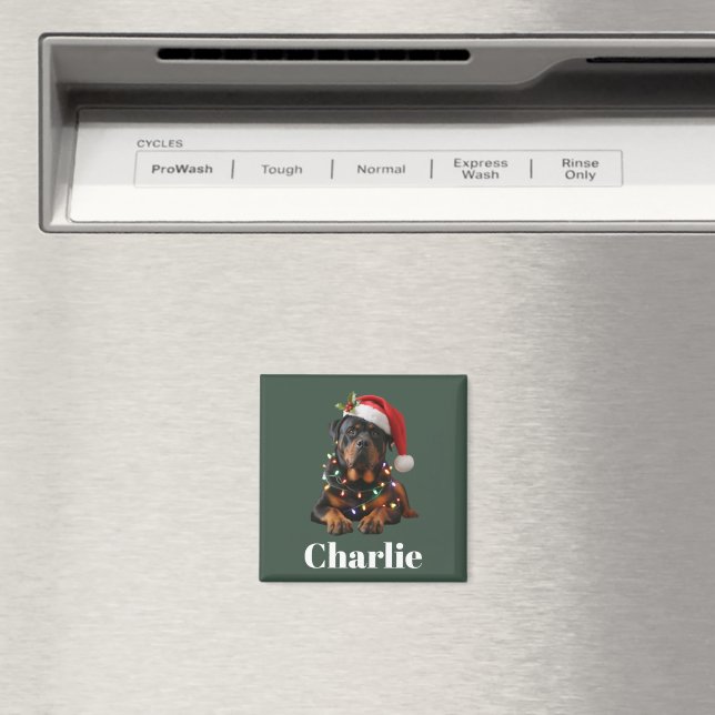Personalised Name Custom Rottweiler Dog Christmas  Magnet (In Situ (Dishwasher))