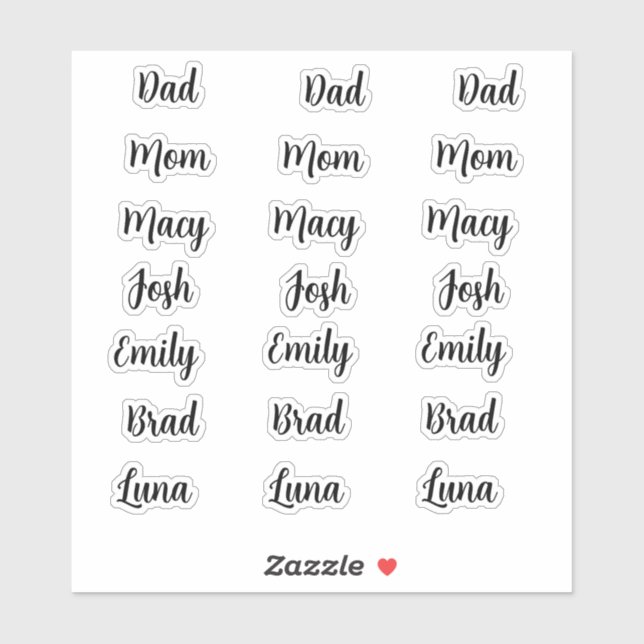 Personalised Name Custom Stickers (Sheet)