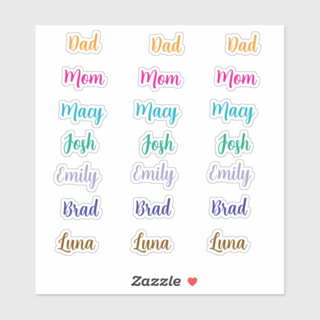 Personalised Name Custom Stickers (Sheet)