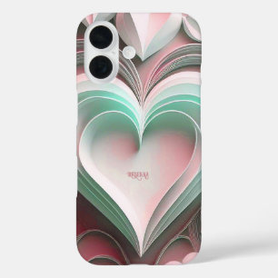 Personalised Name Custom Text Paper Hearts iPhone 16 Case