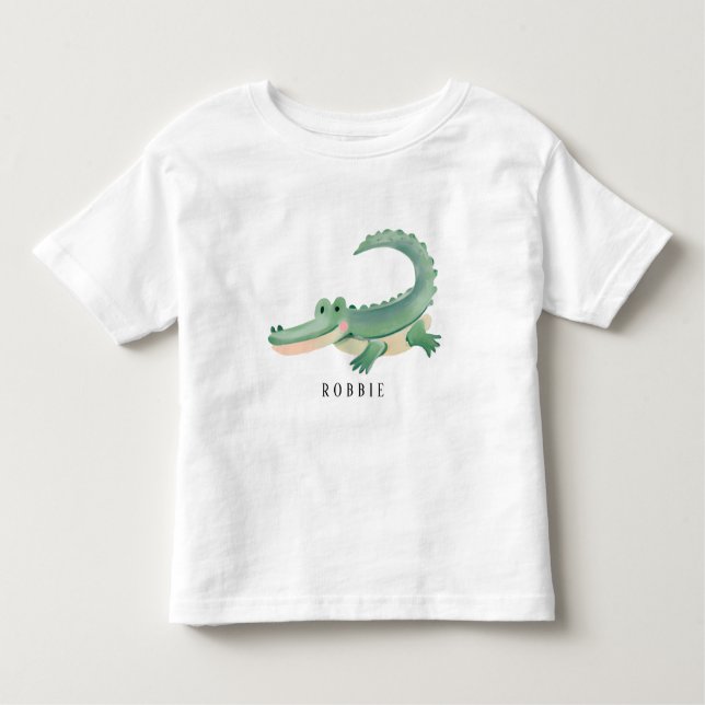 Personalised Name Cute Alligator / Gator Kids Toddler T-Shirt (Front)