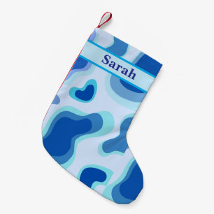 Personalised Name Cute Blue Colour Merry Chistmas Small Christmas Stocking