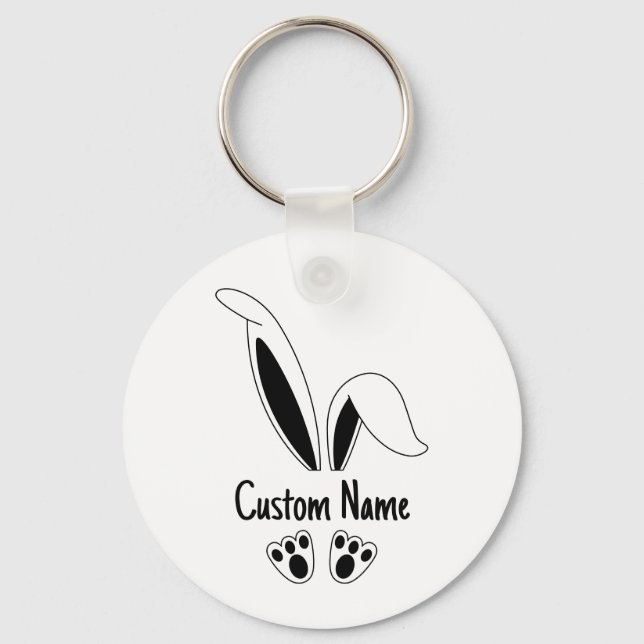 Personalised Name Cute Bunny Easter Key Ring (Front)