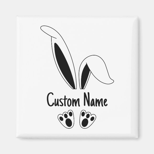 Personalised Name Cute Bunny Easter Magnet (Front)