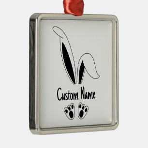 Personalised Name Cute Bunny Easter Metal Tree Decoration