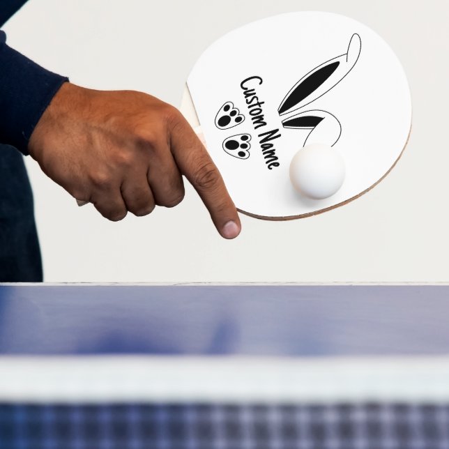 Personalised Name Cute Bunny Easter Ping Pong Paddle (Insitu)