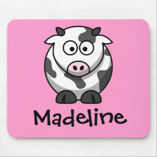 Personalised Name - Cute Cartoon Cow Mouse Pad