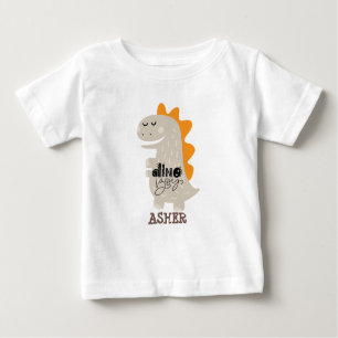 Personalised name cute dino toddler boy tshirt