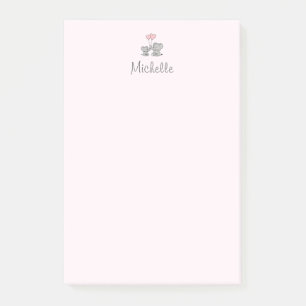Personalised name Cute Elephant Mum & Baby Pink    Post-it Notes