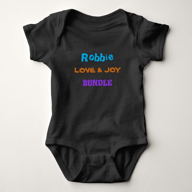 Personalised Name Cute  Fun Colourful Script Sweet Baby Bodysuit (Front)