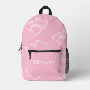 Personalised Name Cute Fun Heart Pattern Pink Printed Backpack