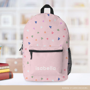 Personalised Name Cute Hearts Girl Backpack