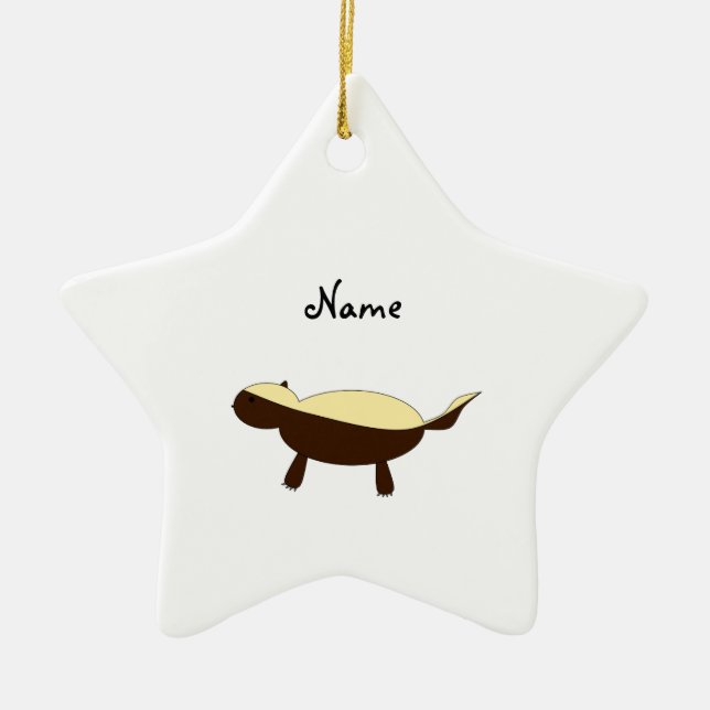 Personalised name Cute honey badger Ceramic Tree Decoration (Front)