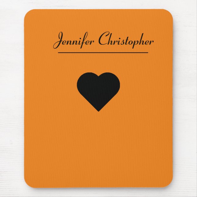 Personalised Name Cute modern Script Orange love  Mouse Pad (Front)