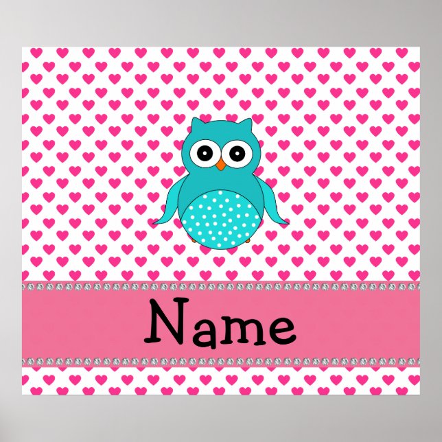 Personalised name cute owl poster (Front)