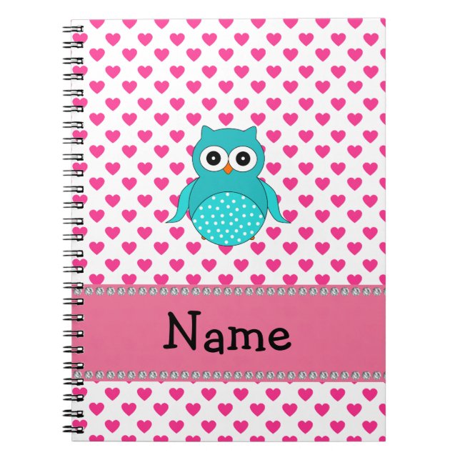 Personalised name cute owl spiral notebook (Front)