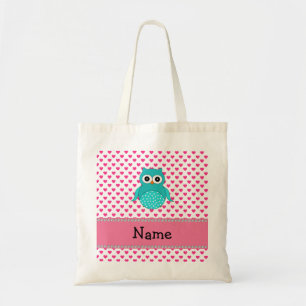 Personalised name cute owl tote bag