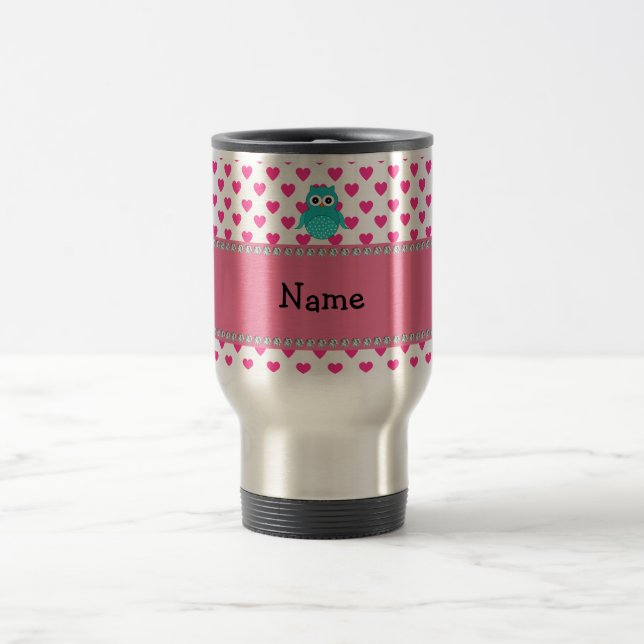 Personalised name cute owl travel mug (Center)