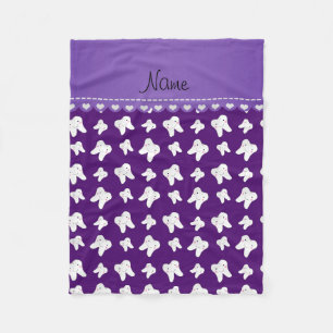 Personalised name cute purple tooth pattern fleece blanket