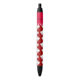 Personalised name cute red tooth pattern black ink pen