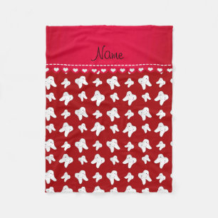 Personalised name cute red tooth pattern fleece blanket