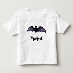 Personalised Name Cute Spooky Black Bat Halloween  Toddler T-Shirt