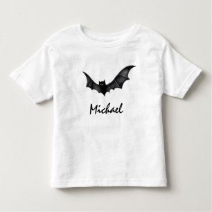 Personalised Name Cute Spooky Black Bats Halloween Toddler T-Shirt